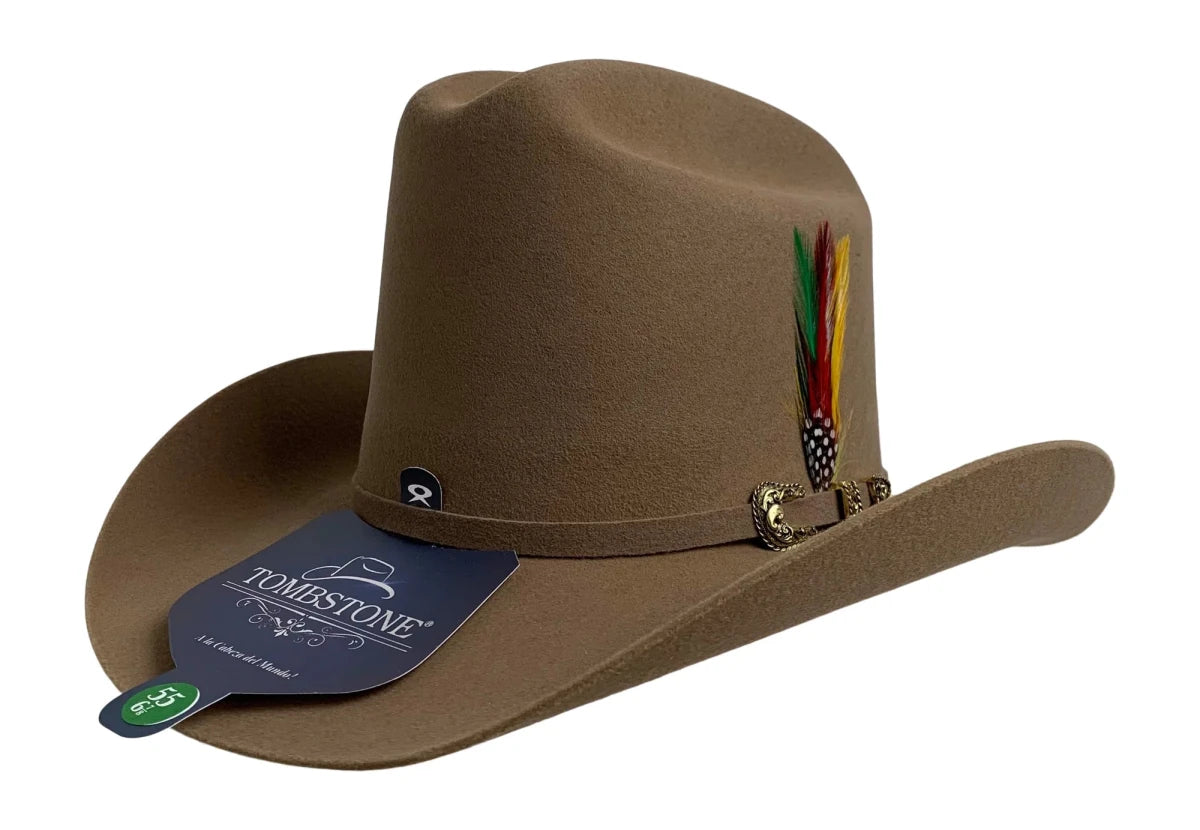 Tombstone 20X Los Dos Carnales Viejon Style Western Cowboy Fur Felt Hat - Nutria Camel - OriginalWestern.com