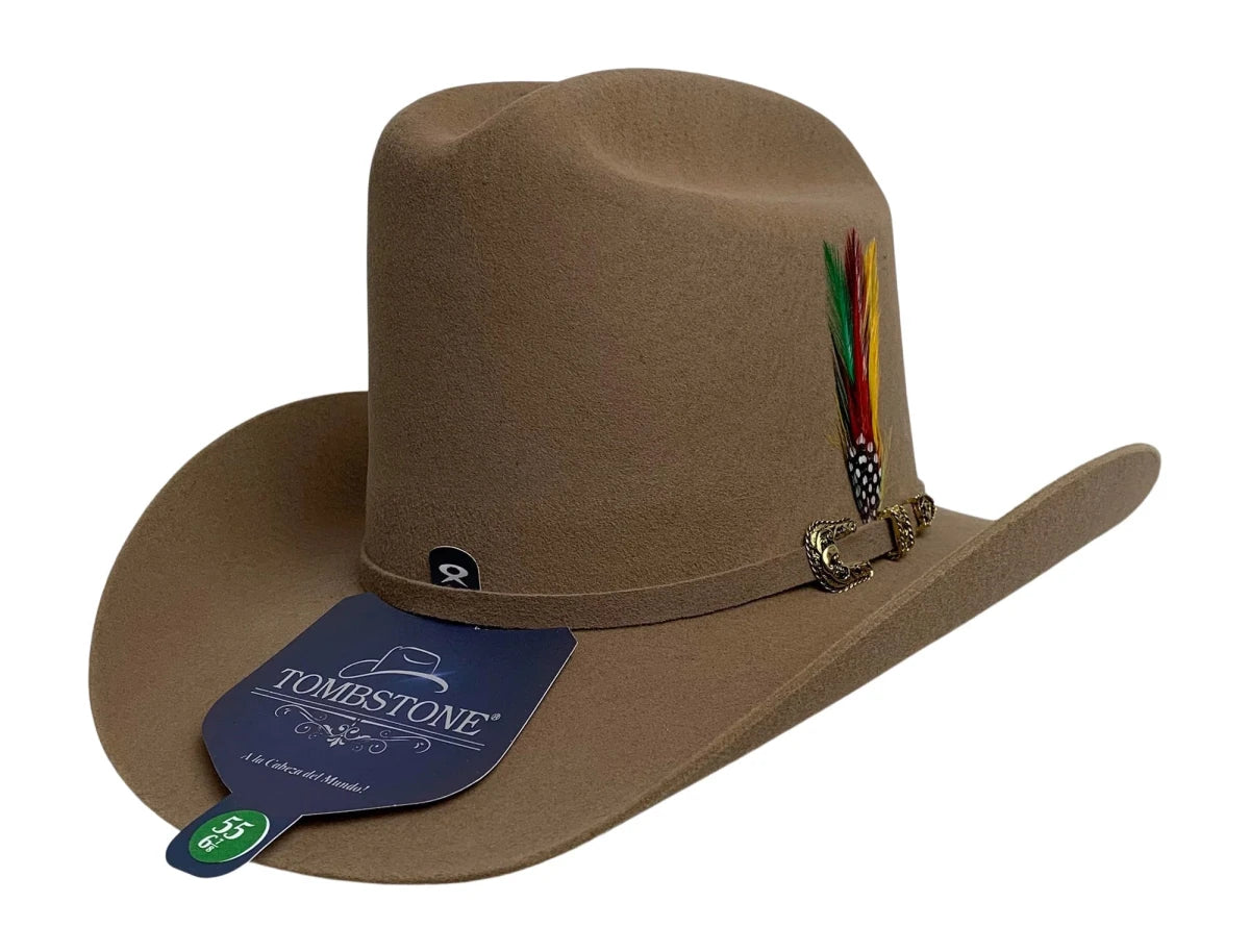 Tombstone 20X Los Dos Carnales Viejon Style Western Cowboy Fur Felt Hat - Nutria Camel - OriginalWestern.com