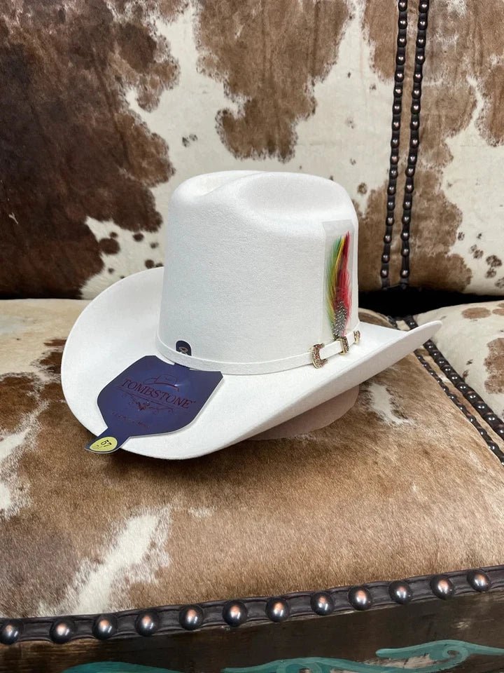 Tombstone 20X Los Dos Carnales Viejon Style Western Cowboy Fur Felt Hat - White - OriginalWestern.com