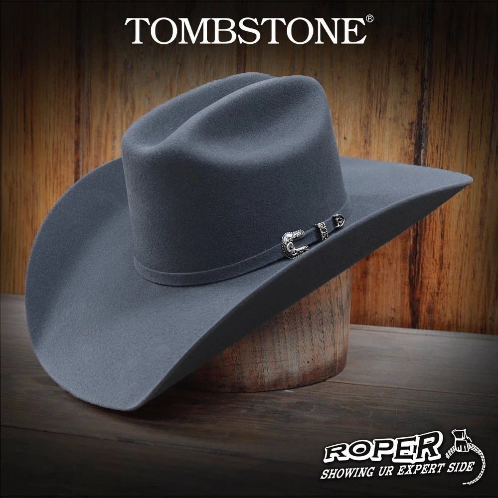 Tombstone 20X Roper Style Western Cowboy Fur Felt Hat - Granite Gray - OriginalWestern.com