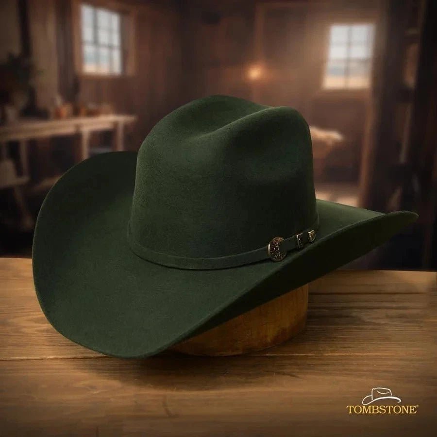 Tombstone 20X Western Cowboy Fur Felt Hat East West Style - Olive Green - OriginalWestern.com