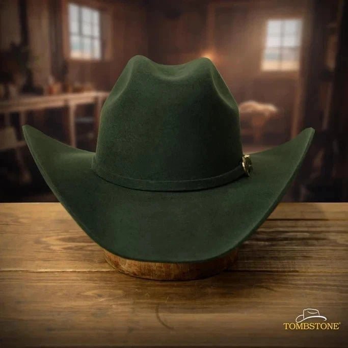Tombstone 20X Western Cowboy Fur Felt Hat East West Style - Olive Green - OriginalWestern.com