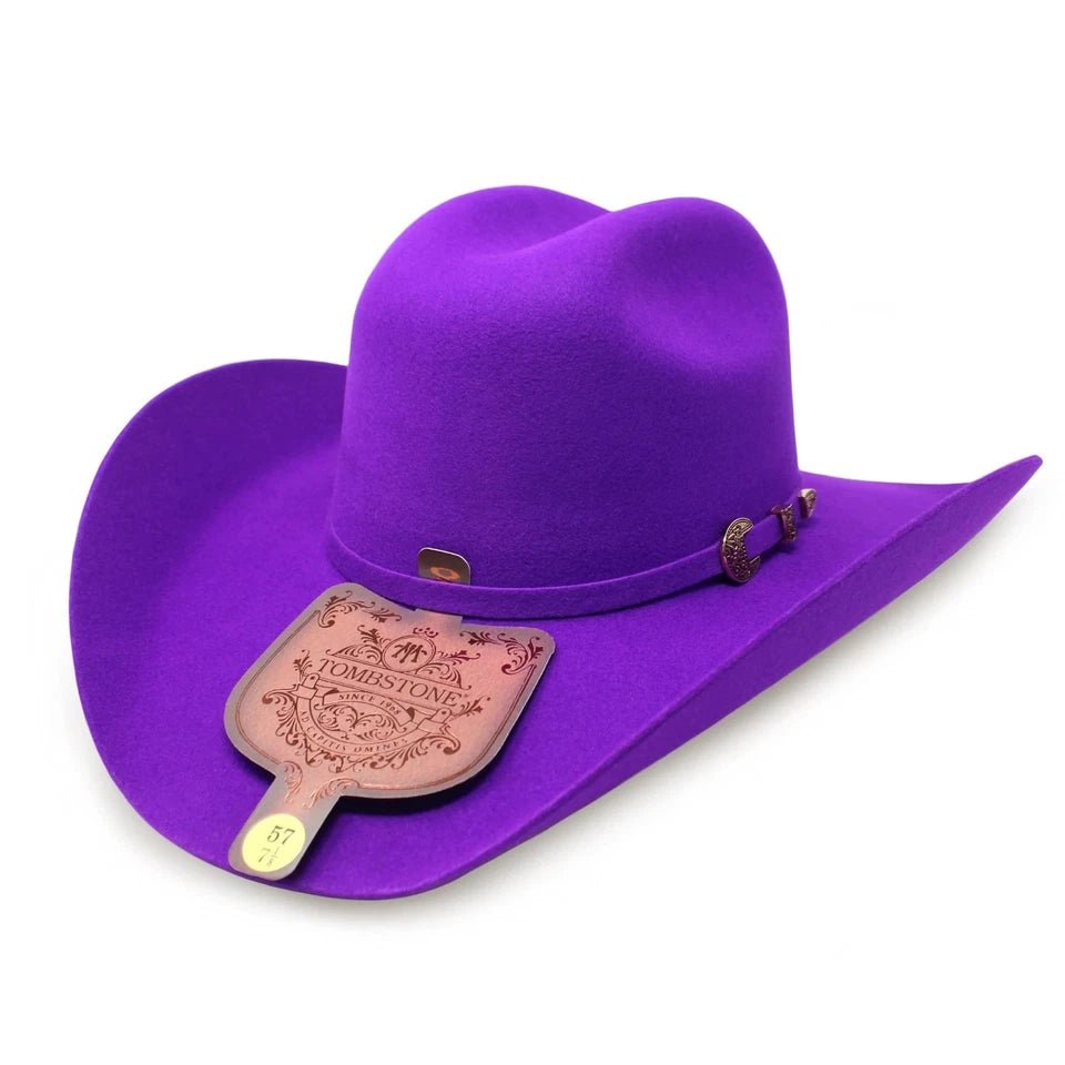 Tombstone 20X Western Cowboy Fur Felt Hat East West Style - Purple - OriginalWestern.com