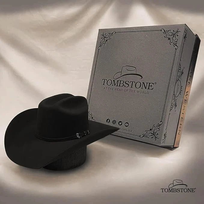 Tombstone 50X Roper Style Beaver Fur Felt Western Cowboy Hat - Black - OriginalWestern.com