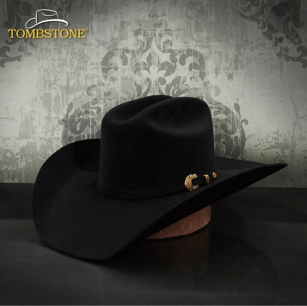 Tombstone 50X Roper Style Beaver Fur Felt Western Cowboy Hat - Black - OriginalWestern.com