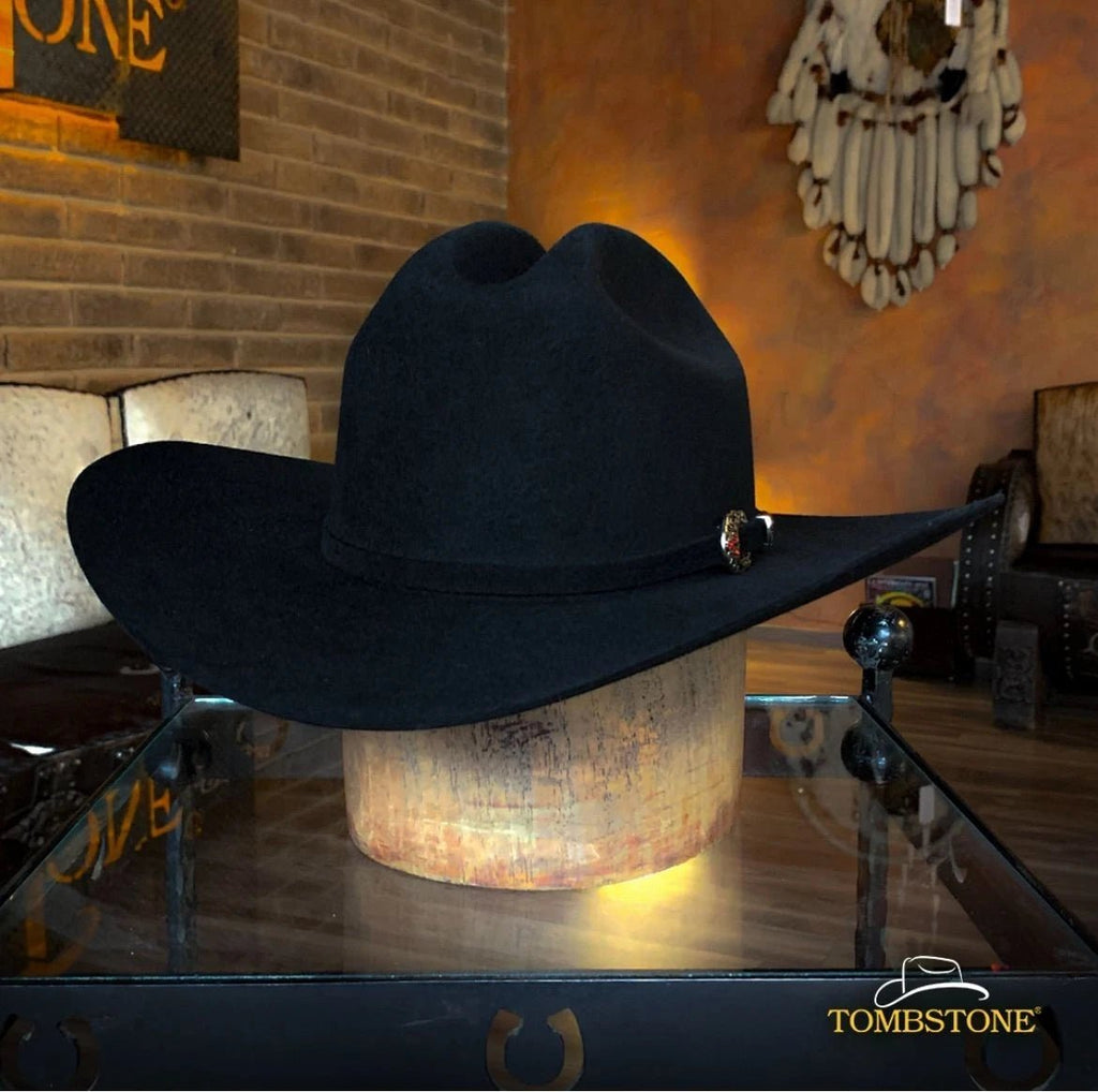 Tombstone 50X Sinaloa Style Beaver Fur Felt Western Cowboy Hat - Black - OriginalWestern.com