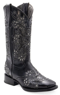 Women´s Silverton Celina All Leather Wide Square Toe Boots-Black