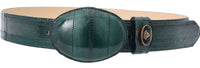 Genuine Exotic Eel Skin Western Belt with Removable Buckle - Green