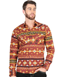 El General - Men's Brick Tribal Geometric Western Shirt  44420