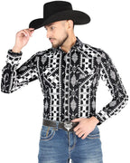 El General - Men's Black Western Shirt with Geometric Print  44501