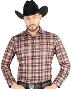 El General - Men’s Western Shirt in Beige-Black Plaid  44697