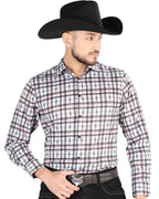 El General - Men’s Western Shirt in Black-White Plaid 44703