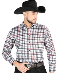 El General - Men’s Western Shirt in Black-White Plaid 44703