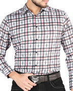 El General - Men’s Western Shirt in Black-White Plaid 44703