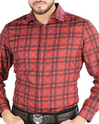 El General - Men’s Western Shirt in Red Plaid 44705