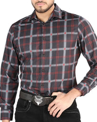 El General - Men’s Western Shirt in Black-Gray Plaid 44709