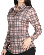 El General Women’s Western Shirt in Beige-Black Plaid 44714