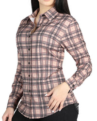 El General Women’s Western Shirt in Beige-Black Plaid 44714