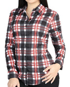 El General Women’s Western Shirt in White-Red Plaid  44724