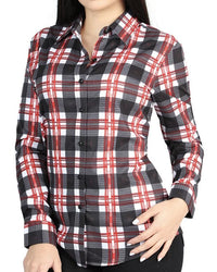 El General Women’s Western Shirt in White-Red Plaid  44724