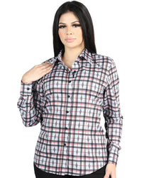 El General Women’s Western Shirt in Black-White Plaid  44720