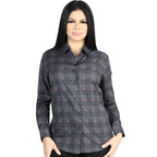 El General Women’s Western Shirt in Gray-Brown Plaid 44725