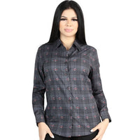 El General Women’s Western Shirt in Gray-Brown Plaid 44725