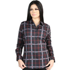 El General Women’s Western Shirt in Black-Gray Plaid  44726