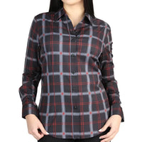 El General Women’s Western Shirt in Black-Gray Plaid  44726