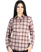 El General Women’s Western Shirt in Beige-Red Plaid 44728