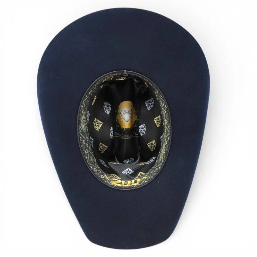 White Diamonds 200X Sinaloa Style Western Cowboy Fur Felt Hat - Navy Blue - OriginalWestern.com