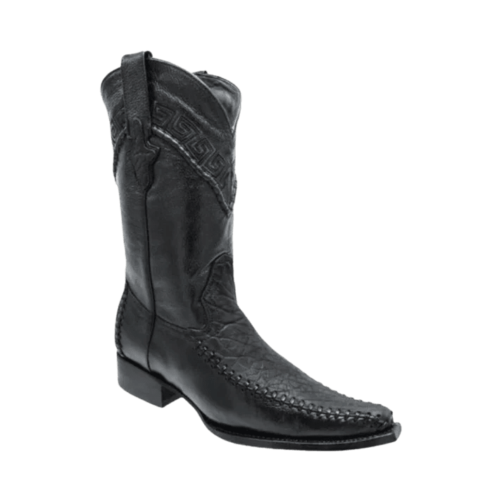 White Diamonds Men's Bull Neck Leather European Toe Cowboy Boots – Black - OriginalWestern.com