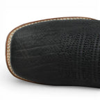 White Diamonds Men's Bull Shoulder Leather Square Toe Tractor Sole Cowboy Boots - Black - OriginalWestern.com