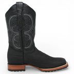 White Diamonds Men's Bull Shoulder Leather Square Toe Tractor Sole Cowboy Boots - Black - OriginalWestern.com