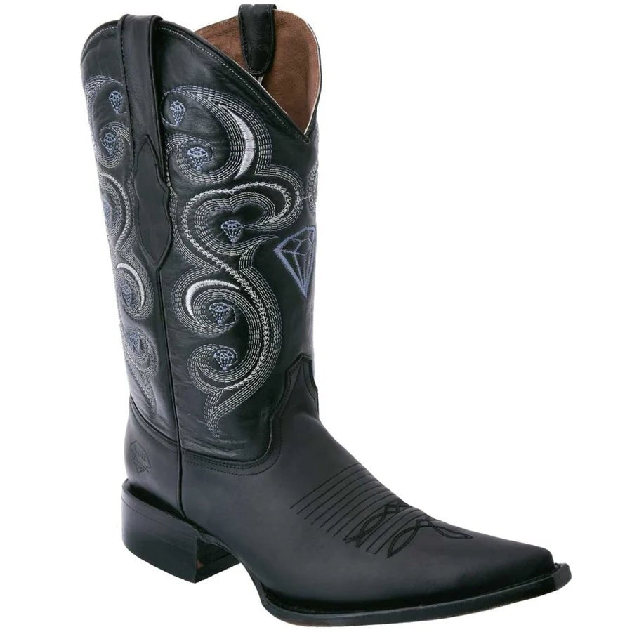 White Diamonds Men's Crazy Leather 3X Toe Cowboy Boots – Black - OriginalWestern.com