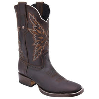 White Diamonds Men's Crazy Leather Square Toe Rodeo Cowboy Boots – Brown - OriginalWestern.com