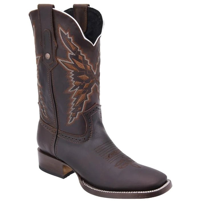 White Diamonds Men's Crazy Leather Square Toe Rodeo Cowboy Boots – Brown - OriginalWestern.com