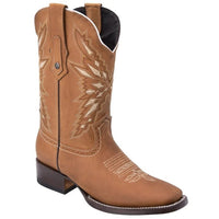 White Diamonds Men's Crazy Leather Square Toe Rodeo Cowboy Boots – Honey - OriginalWestern.com