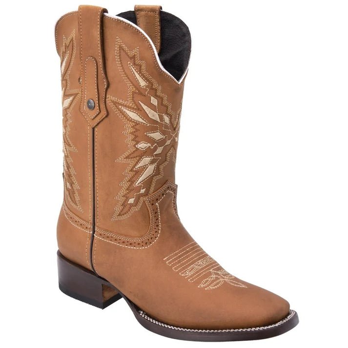 White Diamonds Men's Crazy Leather Square Toe Rodeo Cowboy Boots – Honey - OriginalWestern.com