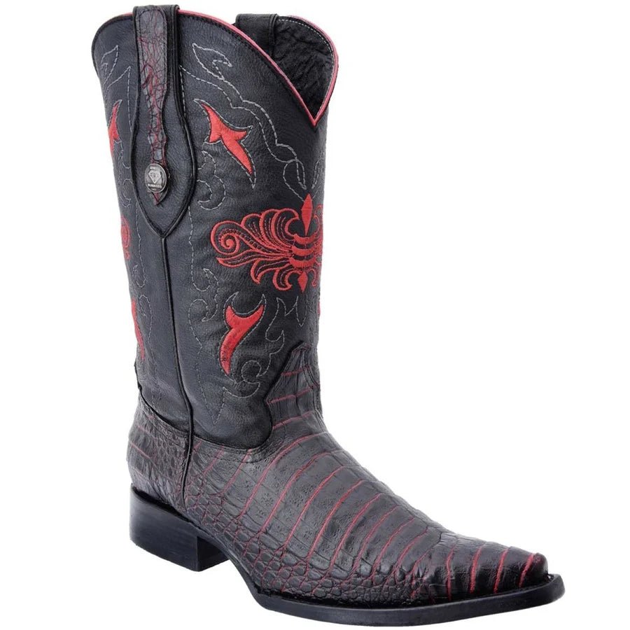 White Diamonds Men's Crocodile Belly Print 3X Toe Cowboy Boots – Black-Cherry - OriginalWestern.com