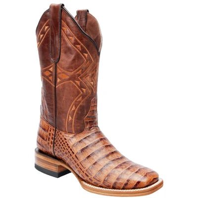 White Diamonds Men's Crocodile Print Square Toe Rodeo Cowboy Boots – Cognac - OriginalWestern.com