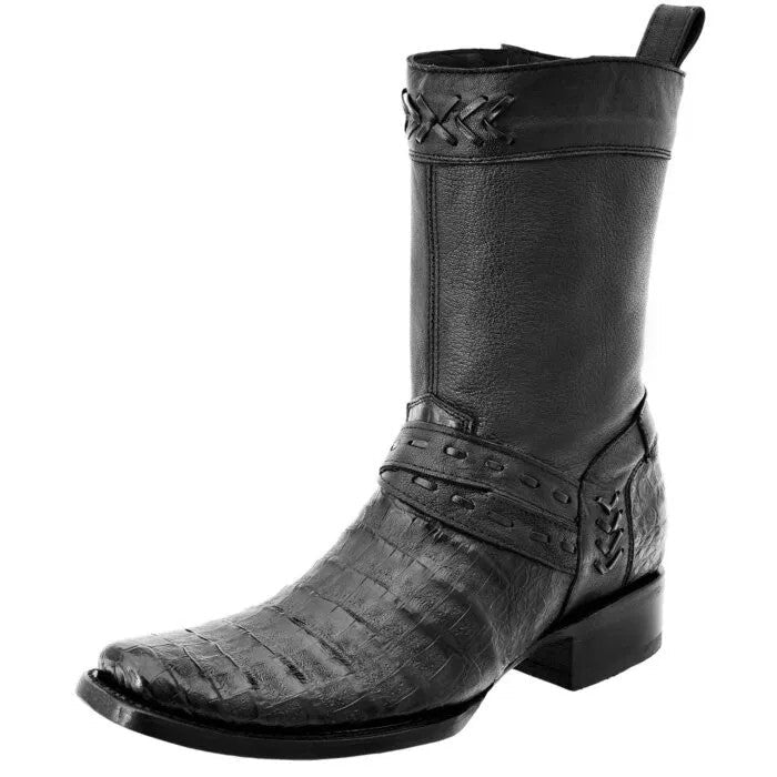White Diamonds Men's Genuine Caiman Belly Exótico Belly Caiman Hudson MC/2 Boots – Black - OriginalWestern.com
