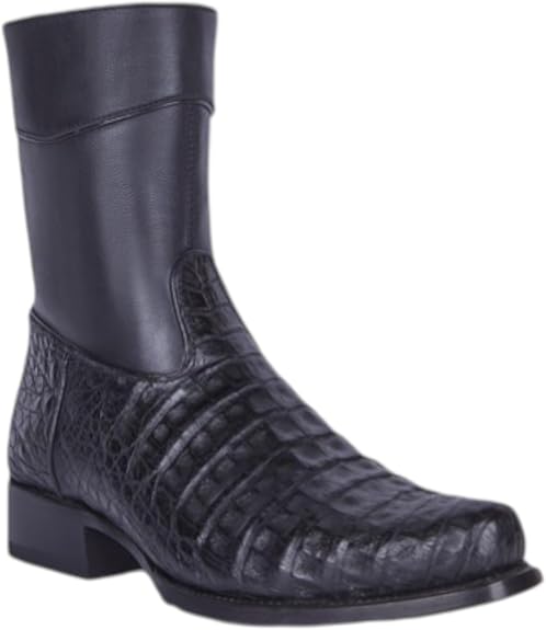 White Diamonds Men's Genuine Caiman Belly Short Cowboy Boots with Zipper – Black - OriginalWestern.com