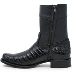 White Diamonds Men's Genuine Caiman Belly Short Cowboy Boots with Zipper – Black - OriginalWestern.com