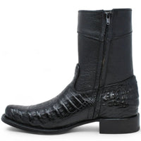 White Diamonds Men's Genuine Caiman Belly Short Cowboy Boots with Zipper – Black - OriginalWestern.com