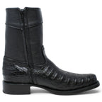 White Diamonds Men's Genuine Caiman Belly Short Cowboy Boots with Zipper – Black - OriginalWestern.com