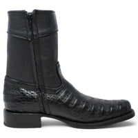 White Diamonds Men's Genuine Caiman Belly Short Cowboy Boots with Zipper – Black - OriginalWestern.com