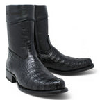 White Diamonds Men's Genuine Caiman Belly Short Cowboy Boots with Zipper – Black - OriginalWestern.com