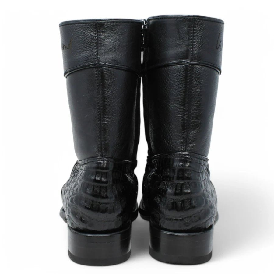White Diamonds Men's Genuine Caiman Belly Short Cowboy Boots with Zipper – Black - OriginalWestern.com