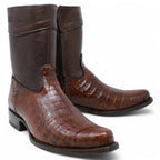 White Diamonds Men's Genuine Caiman Belly Short Cowboy Boots with Zipper – Brown - OriginalWestern.com